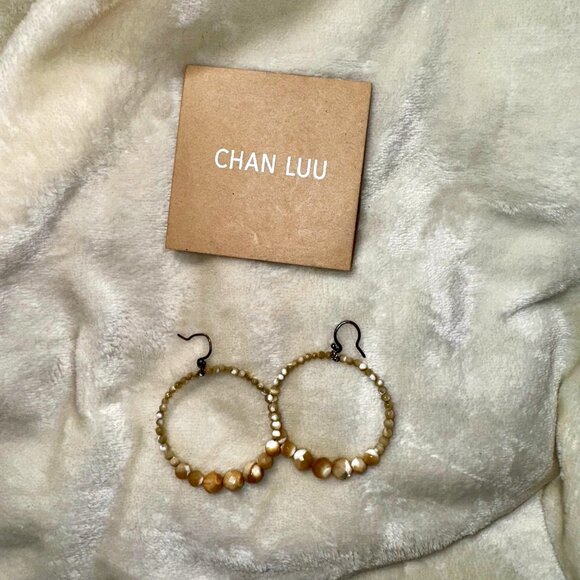🐯 Chan Luu Tiger’s Eye Hoop Earrings – Earthy Gemstone Boho Chic - Picture 1 of 4